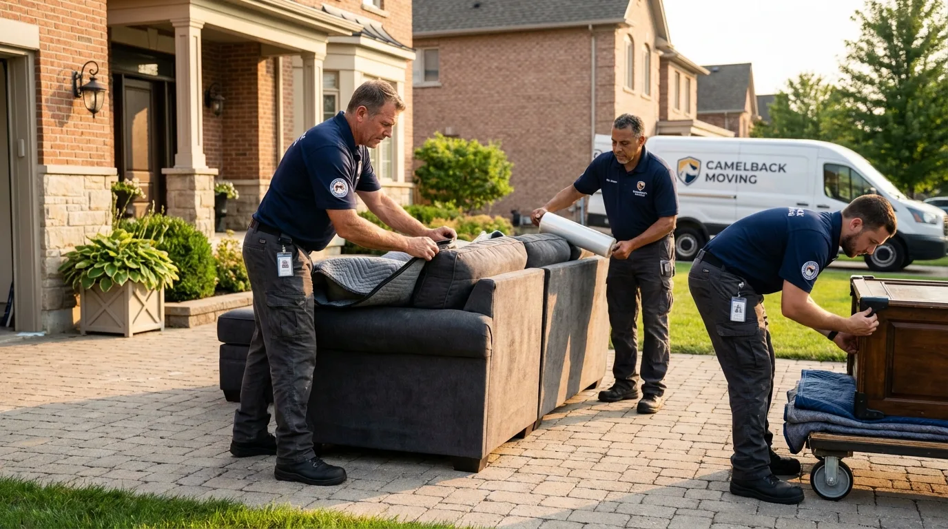 Large estate moving crew wrapping furniture in Plainview, NE
